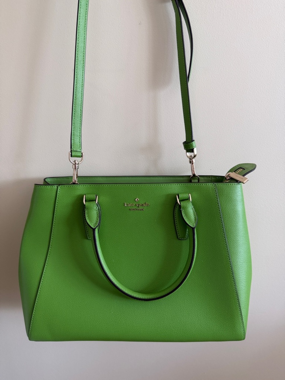 kate spade Bright Green Leather Satchel with Removable Strap